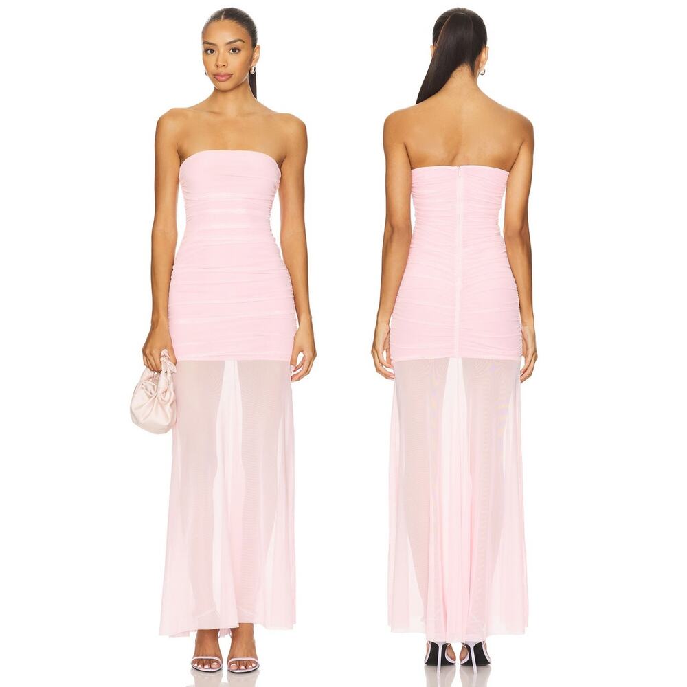 Amanda Uprichard Leo Dress Strapless Mesh Ruched Formal Party Prom Cocktail XS